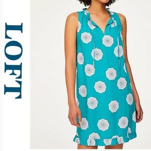 NWT LOFT Floral ruffle sleeveless dress M tie